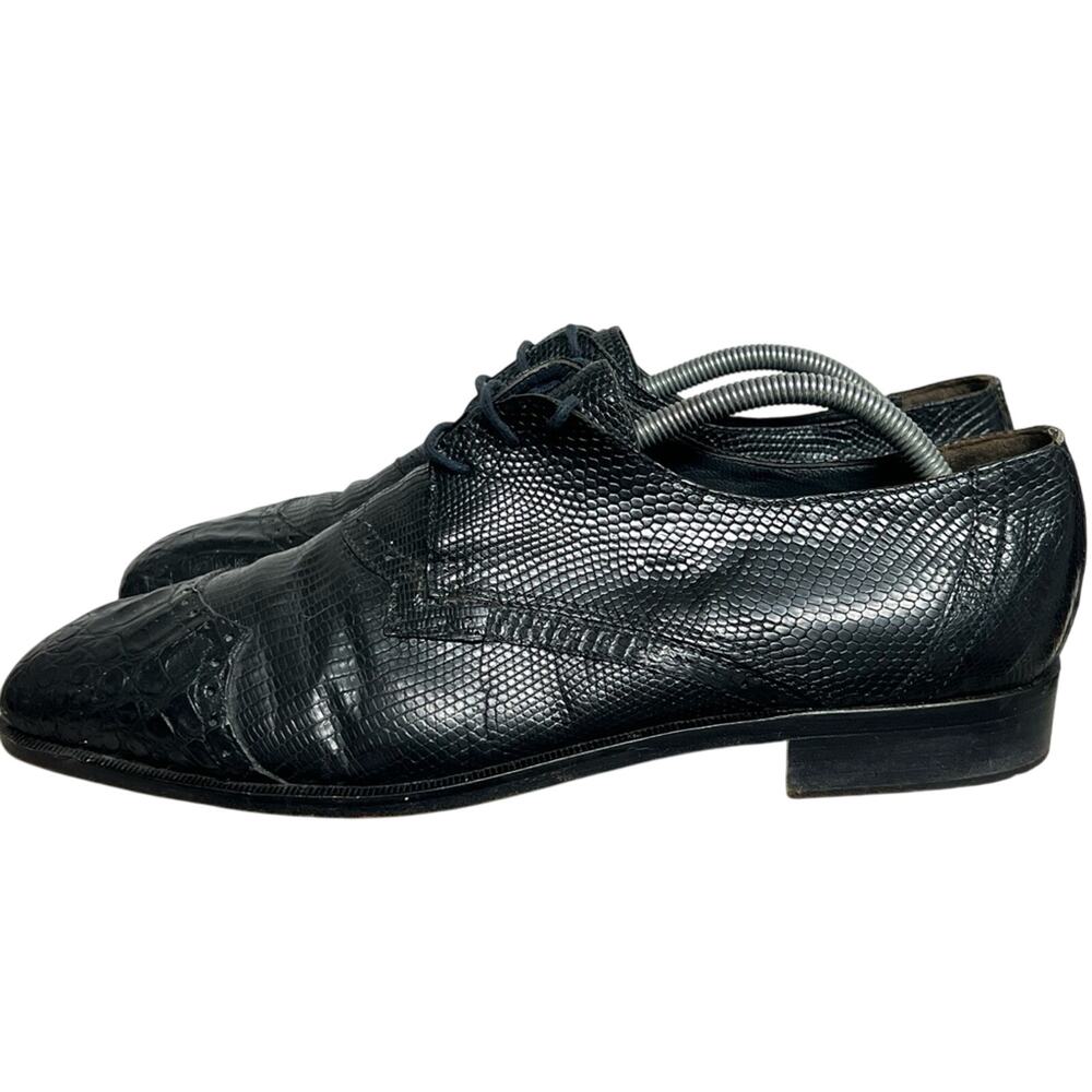 David Eden Genuine Crocodile Lizard Skin Oxford Mens 11 Shoes VERO CUDIO ITALY